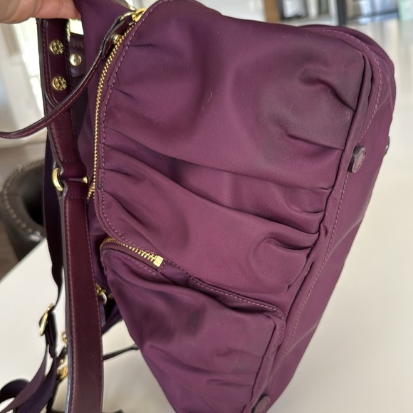 MZ Wallace Nylon Crossbody Satchel Bag 2 Strap Purple Burgundy Color Tote - Picture 15 of 15